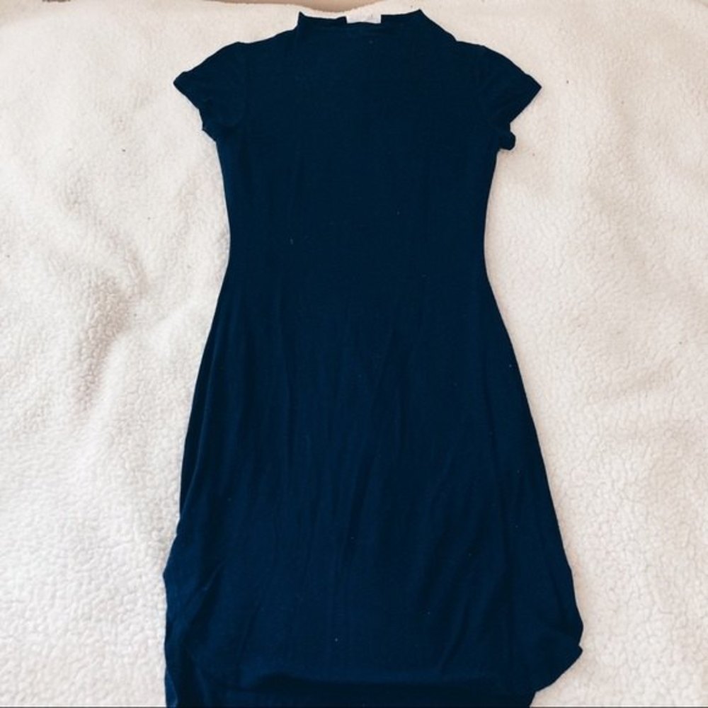 Stella Luce Mockneck Bodycon Midi Dress Navy Blue Women’s Size XS/S GUC